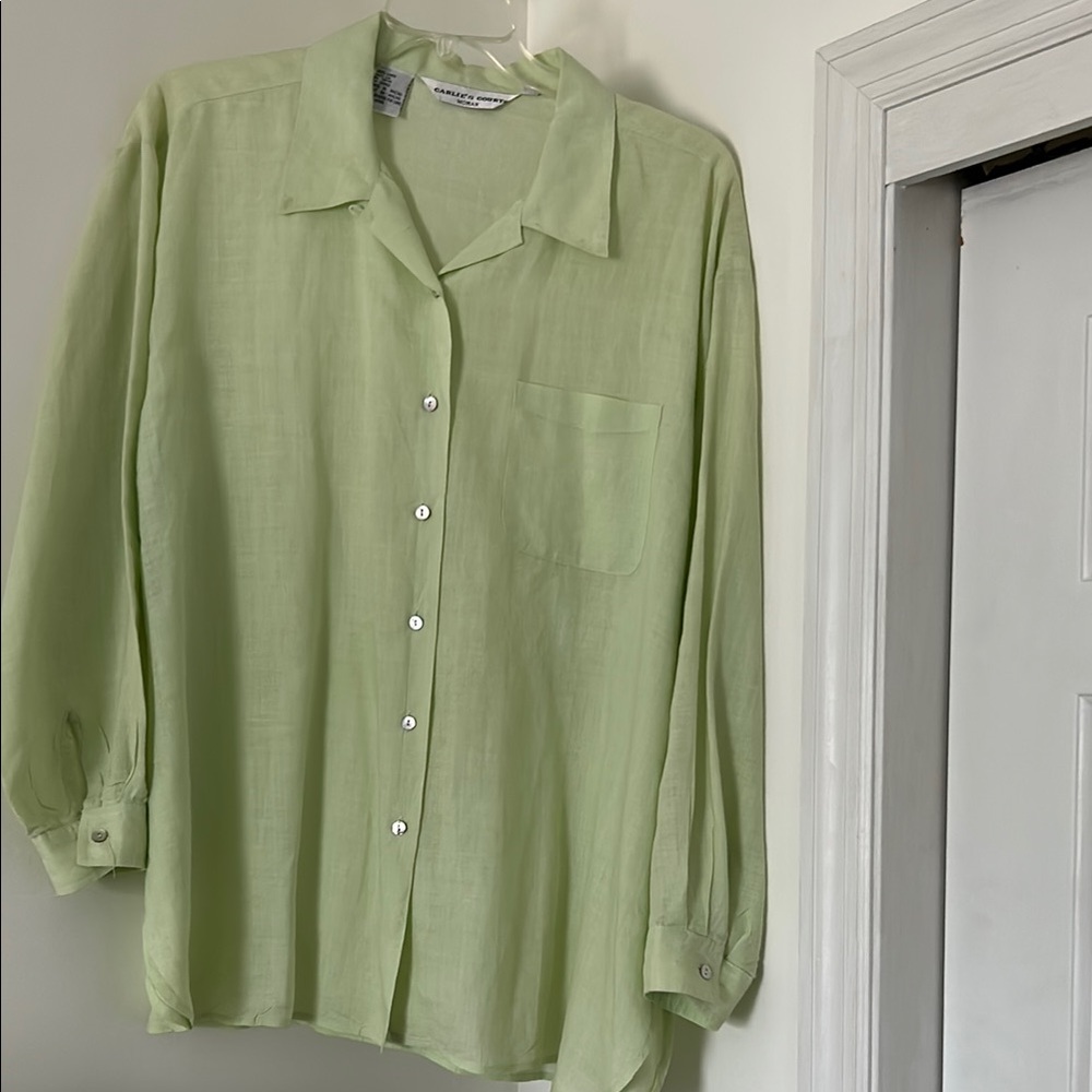 Light Green Button-Up Blouse